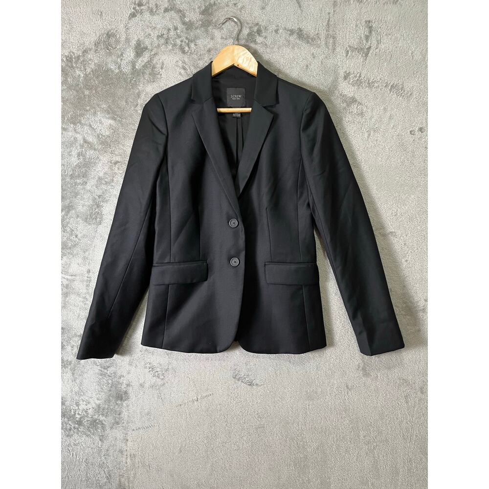 J.Crew Black Wool Blazer Tailored Career Quiet Luxury Minimalist Classic 2 Tall‎